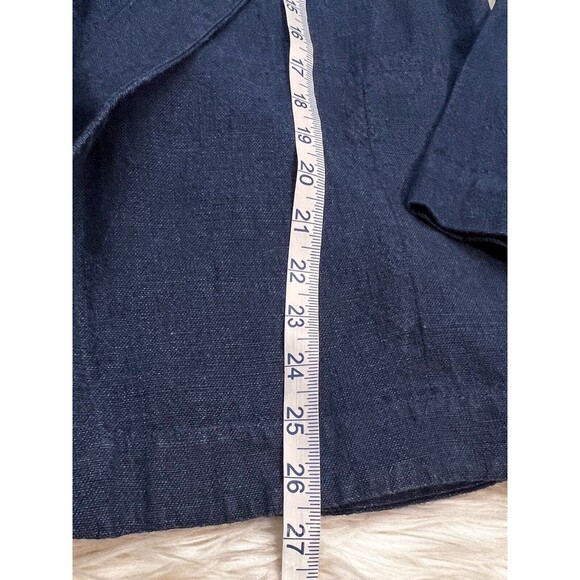Pure Jill 100% Linen Open Front Jacket Blue Long Sleeve Pockets Womens SZ S - Picture 3 of 6